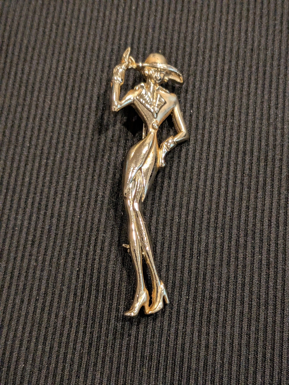 B#5: AJC Vintage 198s Elegant Gold-Tone Lady Silhouette Brooch